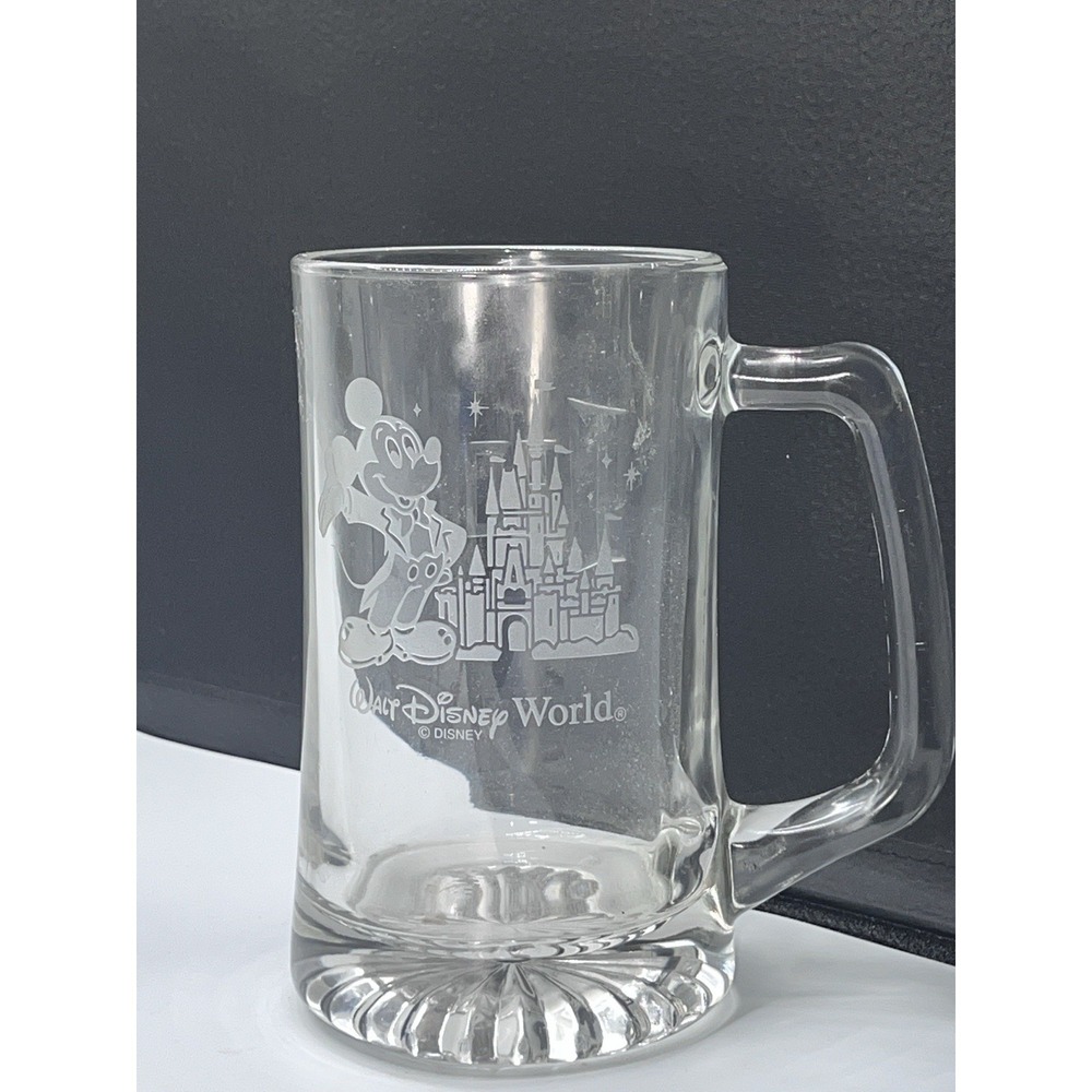Mickey Mouse Large Glass Beer Stein Mug Walt Disney World Park Engraved *"DAD"*